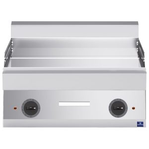 Fry top elettrico da banco, piastra cromata liscia