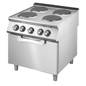Cucina elettrica su forno elettrico statico GN 2/1, 4 piastre in ghisa