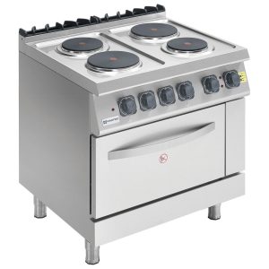 Cucina elettrica su forno elettrico statico GN 2/1, 4 piastre tonde