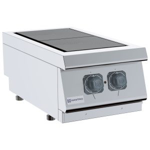 Piano di cottura elettrico da banco con 2 piastre ribaltibili ciascuna da 3 kW