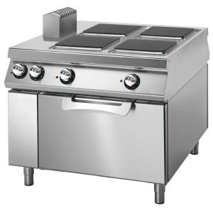 Virtus 900 – Cucina elettrica da 4 piastre quadre su forno elettrico statico, comandi 2 lati – VS110100CFE