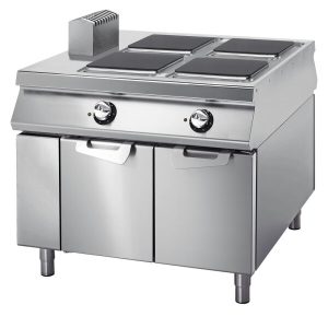 Virtus 900 – Cucina elettrica da 4 piastre quadre su vano con porte, comandi 2 lati – VS110100PCE