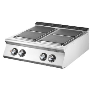 Cucina elettrica, versione top, 4 piastre quadre in ghisa