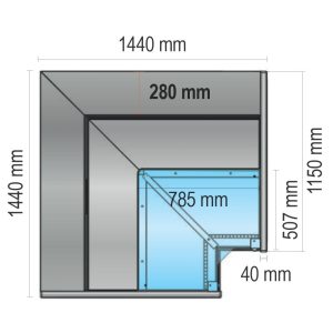 Mastro – Banco carne refrigerato ventilato ad angolo chiuso con vetro retto, +2°/+5°C – Z/TM10AAC9