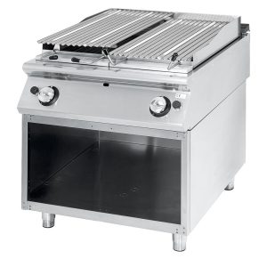 Griglia in pietra lavica gas, zona di cottura in inox, carne/pesce