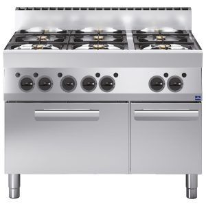 Cucina a gas, 6 fuochi, 1 forno a gas, 1 vano chiuso