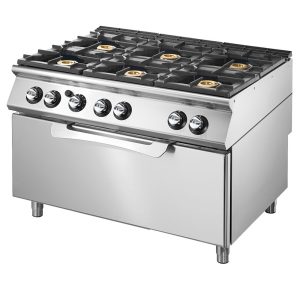 Cucina a gas su forno a gas statico maxi, 6 bruciatori