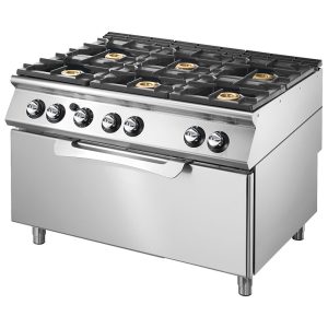 Cucina a gas su forno a gas statico maxi, 6 bruciatori