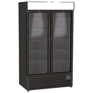 Mastro – Frigovetrina 1140 litri con 2 porte in vetro e cassonetto luminoso, +1°/+9°C - Colore nero – BFD0024