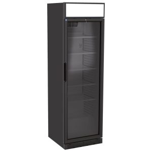 Mastro – Frigovetrina 373 litri con porta in vetro e cassonetto luminoso, 5 ripiani, +1°/+9°C - Colore nero – BFD0001/BL