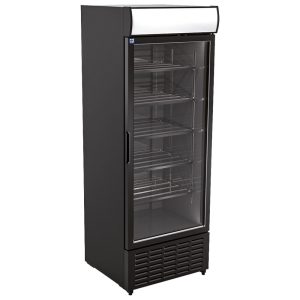 Mastro – Frigovetrina 707 litri con porta in vetro e cassonetto luminoso, 5 ripiani, +1°/+9°C - Colore nero – BFD0023
