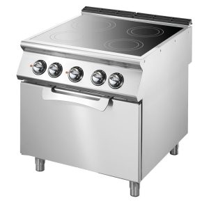 Piastra in vetroceramica su forno elettrico statico GN 2/1, 4 zone di cottura