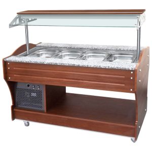 Mastro – buffet freddo a isola con refrigerazione statica, 4x GN 1/1 h=150 mm, cappa non abbassabile – IEC0002/I
