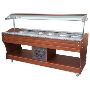 Mastro – buffet freddo a isola con refrigerazione statica, 6x GN 1/1 h=150 mm, cappa non abbassabile – IEC0040