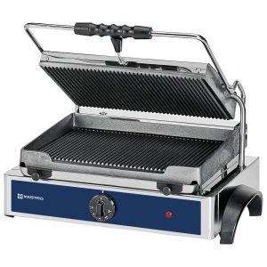 Mastro – Griglia a contatto con 1 piastra in ghisa, rigata/rigata, 365x245 mm – AJA0003