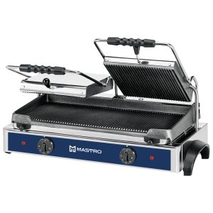 Mastro – Griglia a contatto con 2 piastre in ghisa, rigata/rigata, 550x245 mm – AJA0002