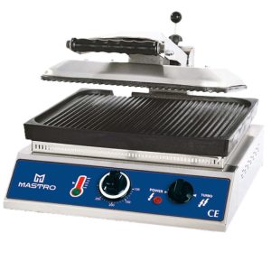 Mastro – Griglia a contatto con piastre in ghisa rigate, piastra inferiore 350x350 mm – AJA0035