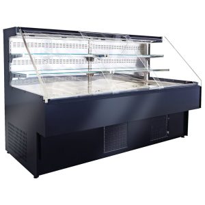 Mastro – Banco self-service refrigerato ventilato murale a 2 ripiani, +2°/+ 4°C, l=1875 mm - colore nero – BGB0451