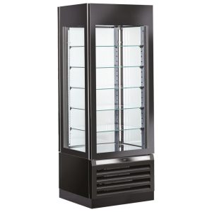 Mastro – Vetrina refrigerata ventilata per pasticceria con 5 ripiani in vetro, 700 mm, -2°/+10°C - colore nero – BFB0061