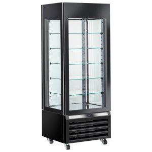 Mastro – Vetrina refrigerata ventilata per cioccolato con 5 ripiani in vetro, 700 mm, +15°/+18°C - colore nero – BFB0065