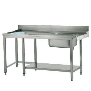 Mastro – tavolo ingresso sinistro con vasca a destra e foro rifiuti, l=1500 mm – Z/TISFR1500
