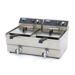 Friggitrice – 2 x 16L – 2 Cestelli – con Rubinetto di Scarico – Maxima 09365011