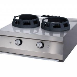 Piano Cottura Wok - Anelli di Cottura 2 x Ø28,5cm - Unità Doppia - Profondità 70cm - Gas – Linea Heavy Duty – Maxima 09396006