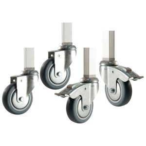 Kit ruote zincate (2 con freni e 2 senza freni) per scaffalatura – Z/PKITKORAZ