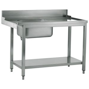 Mastro – tavolo ingresso destro con vasca a sinistra per lavastoviglie a capot, l=1800 mm – Z/TID1800