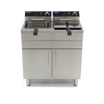Friggitrice – 2 x 16L – 2 Cestelli – con Rubinetto di Scarico e Base Armadiata – 400V – Maxima 09365156