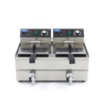 Friggitrice – 2 x 10L – 2 Cestelli – con Rubinetto di Scarico – Maxima 09365229