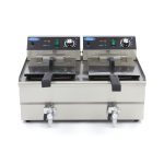 Friggitrice – 2 x 13L – 2 Cestelli – con Rubinetto di Scarico – Maxima 09365231