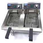 Friggitrice – 2 x 10L – 2 Cestelli – con Rubinetto di Scarico – Maxima 09365229