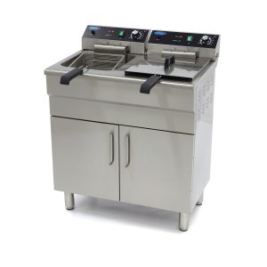 Friggitrice - 2 x 16L - 2 Cestelli - con Rubinetto di Scarico e Base Armadiata - 400V – Maxima 09365156