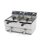 Friggitrice – 2 x 10L – 2 Cestelli – con Rubinetto di Scarico – Maxima 09365229