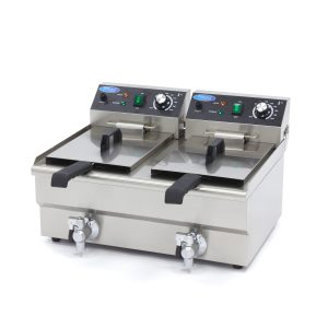 Friggitrice - 2 x 10L - 2 Cestelli - con Rubinetto di Scarico – Maxima 09365229