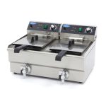 Friggitrice – 2 x 13L – 2 Cestelli – con Rubinetto di Scarico – Maxima 09365231