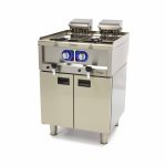 Friggitrice – 2 x 10L – 2 Cestelli – con Rubinetto di Scarico – 400V – Maxima 09391650