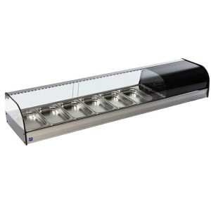 Mastro – Vetrinetta tapas refrigerata con vetro curvo, 6x GN 1/3 h=40 mm – TPFR6IA