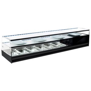 Mastro – Vetrinetta tapas refrigerata con vetro retto e 1 ripiano in vetro, 6x GN 1/3 h=40 mm – TPABF6R