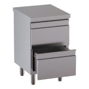 Cassettiera inox con 2 cassetti – 400 × 700 × 850 mm – Inox Gastro Shop