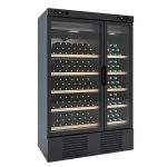 Frigorifero per vino – 1000 L, 2 zone asimmetriche, nero – 11689