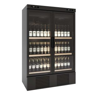 Frigorifero per vino – 1000 L, 2 zone simmetriche, nero – 11688
