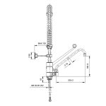 Doccetta lavastoviglie TOPLINE con miscelatore monocomando - Monoforo/Bassa altezza, 115 × 350 mm